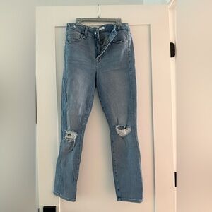 Good American Light Blue Distressed Straight Leg Jeans